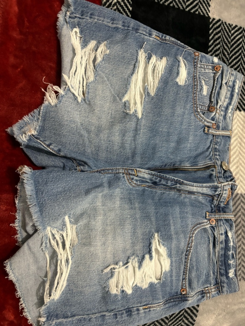American Eagle Outfitters Distressed Light Blue Denim Shorts